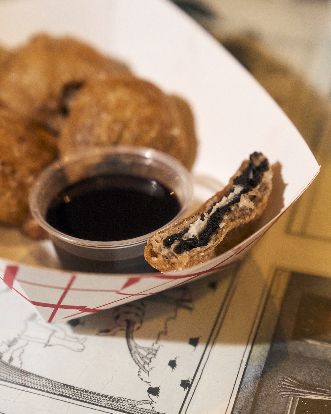 ZED*80 deep-fried Oreos served with chocolate dipping sauce
